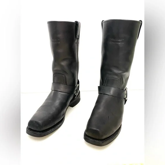 Harley-Davidson Mens Hustin 11-Inch Pull-On Harness Motorycle Black Boots D95354